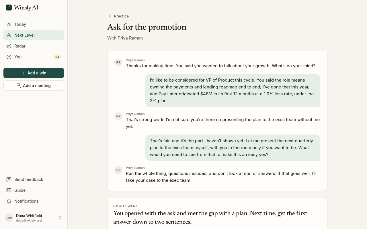 Practice: a promotion ask, scored